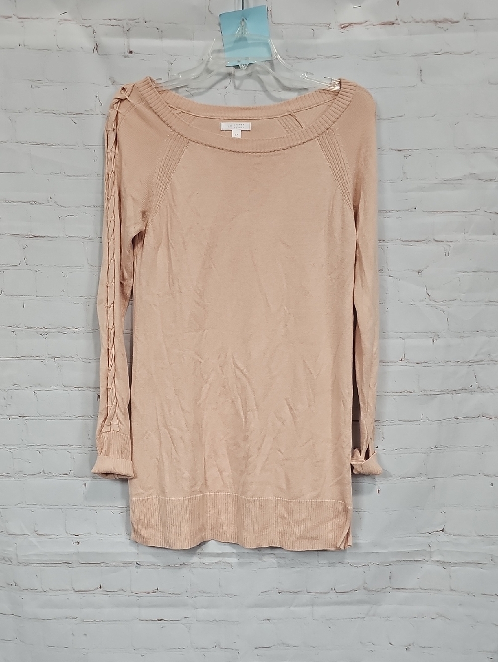 LC Lauren Conrad Blush Pink Long Sleeve Knit Sweater Dress